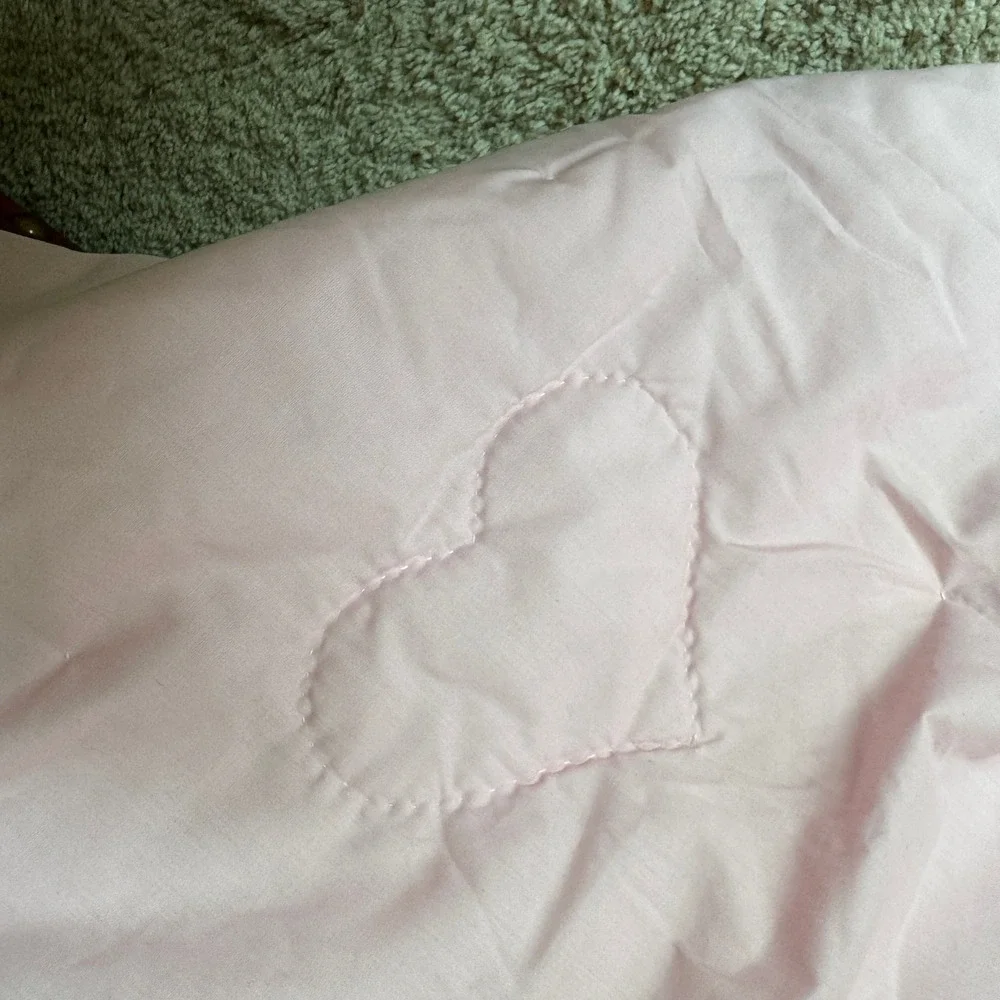 Handmade Heart Patchwork Quilt‎ Sage Green Pink Floral 96x76.5 Unfinished